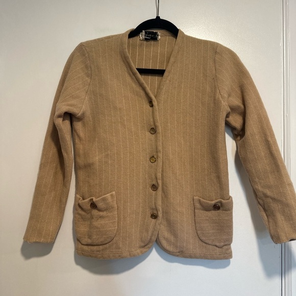Vintage 40s Womens Dalton Turners Virgin Cashmere Brass Button Cardigan Sweater. - Picture 1 of 10